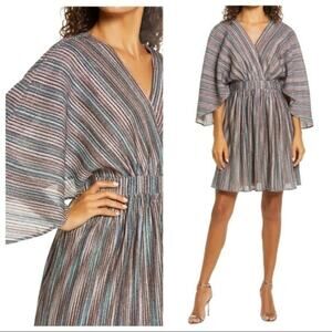 Harlyn Metallic Cocktail Dress Small Pink Blue NWT